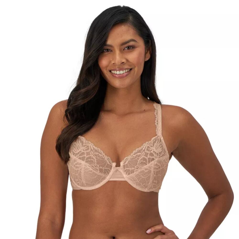 Bali Womens 36D Beige Lace Desire Underwire Bra Full Figure Lightly Lined G27-12